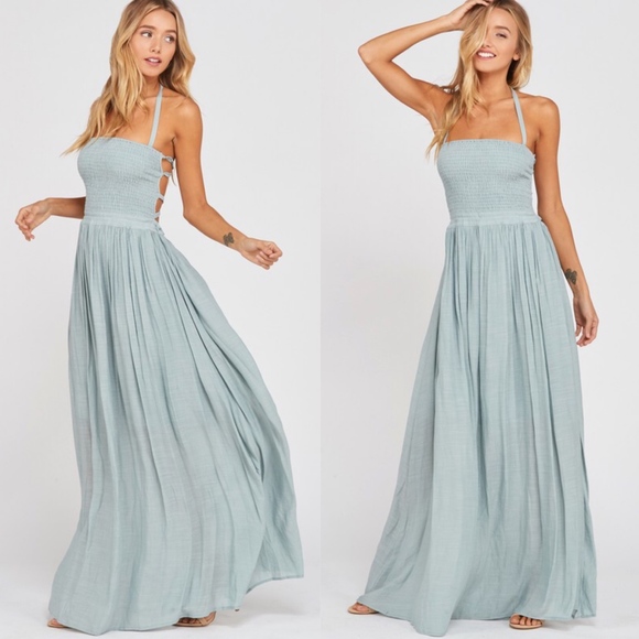 GEMMA Open Back Halter Maxi Dress - Powder blue    - Picture 2 of 2